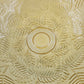 Amber Glass Serving Bowl Embossed Fern Leaf Pattern Scalloped Rim 13" Vintage