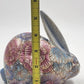 Ethan Allen Home Collection Ceramic Bunny Rabbit Figurine Pink Blue Floral 6"x3"