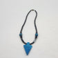 Black Beaded Necklace Blue Arrowhead Pendant 11.5" Southwestern Style Jewelry
