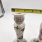 Ceramic Candlestick Holders 4"x 8" Hand Painted Pink Blue Floral Chinese Style