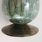Vintage Brass Enamel Pitcher Ewer Vase Ruffle Winter Tree 11” Slim