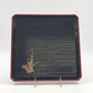 Japanese Plastic Square Food Serving Tray 10.5" Black and Red Trim Floral Image