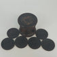 Hand Carved Wood Elephant Coaster Storage & Lid Set African Safari Barware Vtg