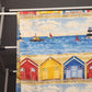 Blue Red and Yellow Linen Tablecloth Coastal Seaside Scene Ocean Beach Themed