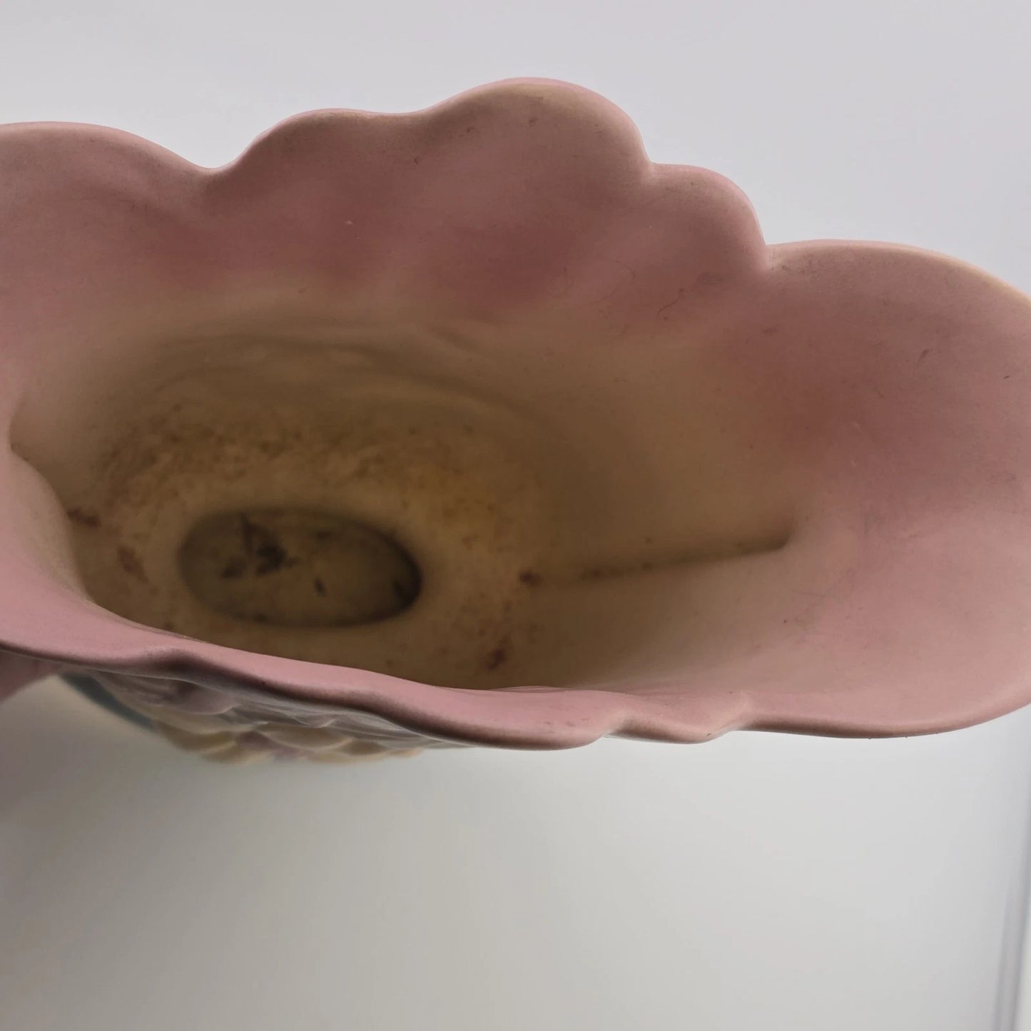 Hull Art Pottery Magnolia Vase 8.5" Pink Blue Matte Winged Handles 1946 USA