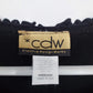 CDW Black Floral Rose Top Women Medium Lace Ruffle Neck Cuffs Long Sleeve USA
