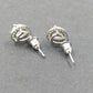 Silver Tone Faceted Teardrop Cut Halo Stud Earrings Clear Rhinestone Post Back