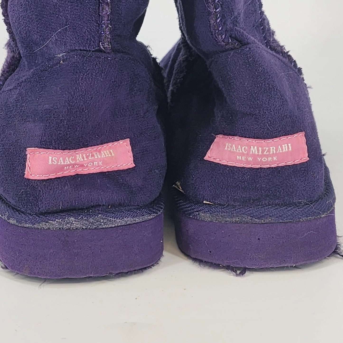 Isaac Mizrahi Purple Faux Suede Ankle Boots Womens Size 9 Fur Lined