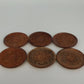 Indian Carved Natural Wooden Coasters Set 6 Floral Rustic Drink Disc 4" Vintage