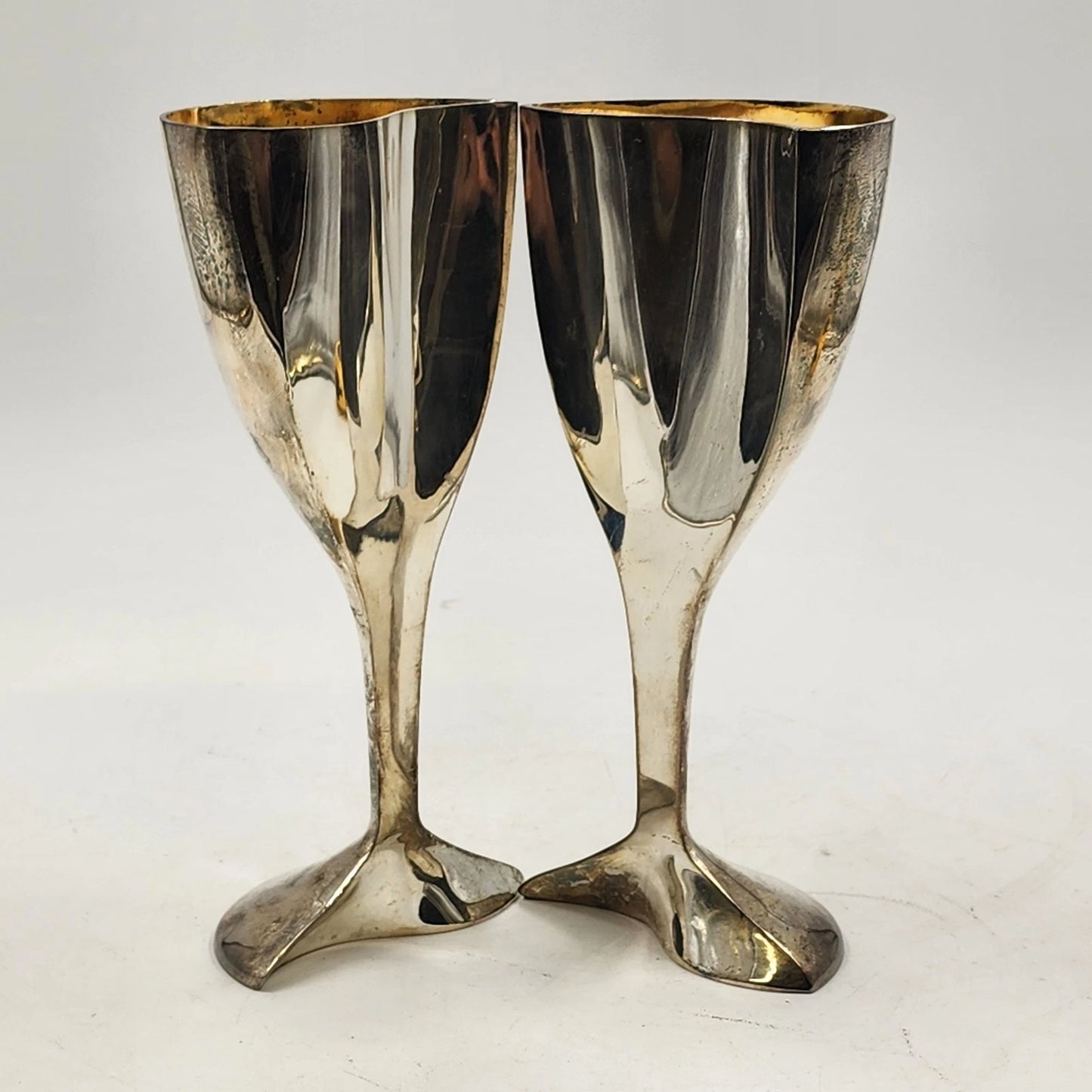 Lenox Silver Heart Goblet Pair Kirk Stieff Wedding Promises Bride Groom w Box