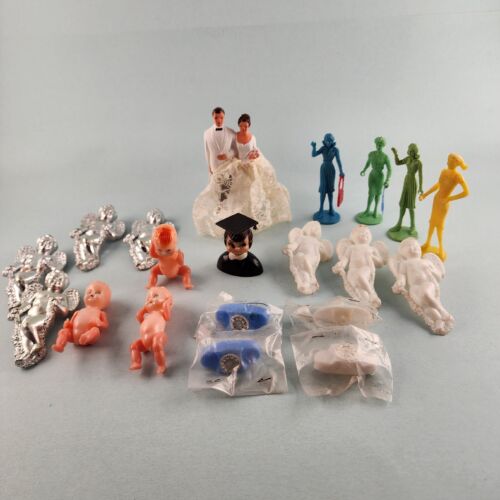 20 Pc Vintage Cake Toppers Pick Phones Woman Baby Angel Cherub Grad Wedding