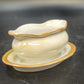 Porcelain Gravy Boat w Underplate 4.5" Floral Cream Orange Gold Trim Japan