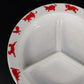 Hazel Atlas Milk Glass Child's Divided Bowl Dish Red Animal Border USA Vintage