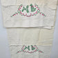 Poodle Embroidered Pillowcases Pair Pink Green Mid Century Kitschy 32" Vtg 1950s