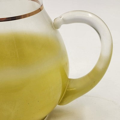 Blendo Yellow to Clear Pitcher w/ Gold Band Ice Lip WV Glass 6.25"x4"