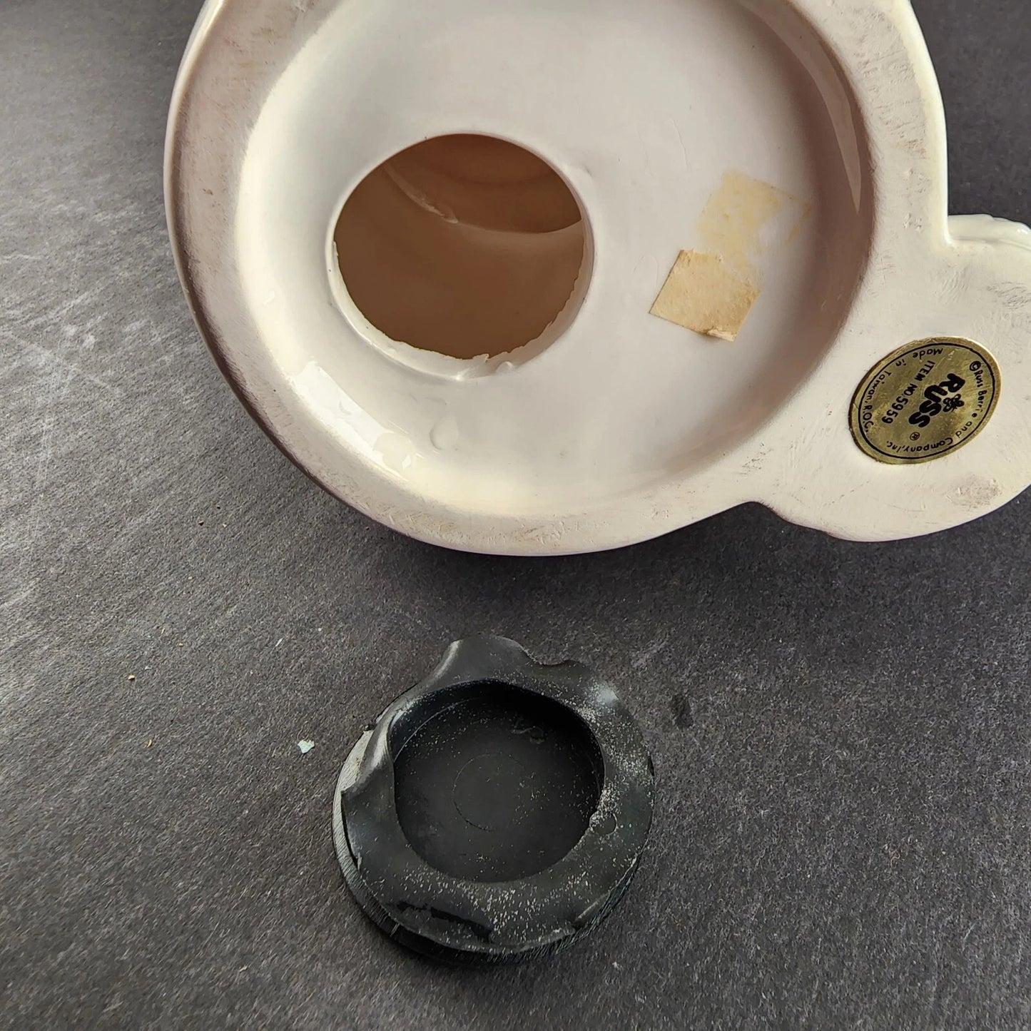 Russ Berrie Snowman Ceramic Coin Bank 1980s White Red Green Scarf Christmas 6"