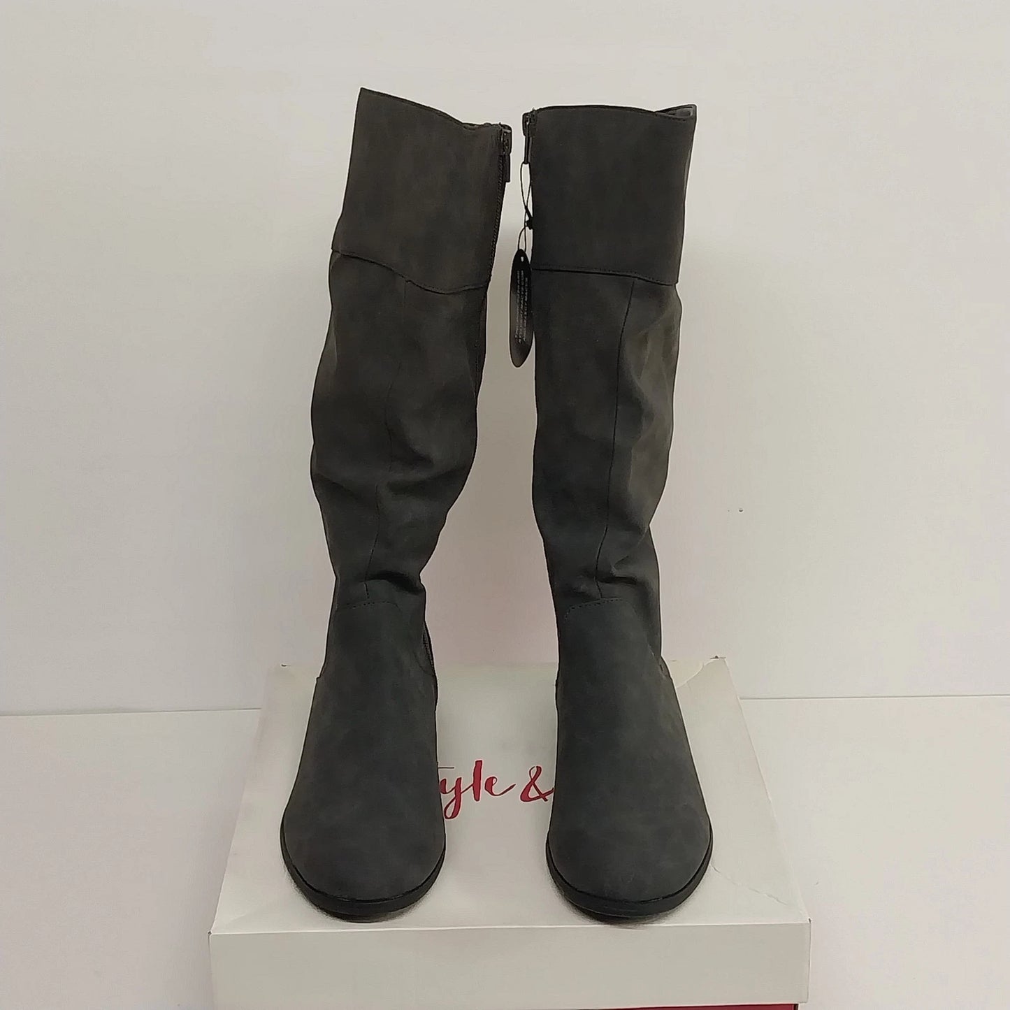 Style and Co Kelimaep Gray Mid Calf Boots Womens Size 8
