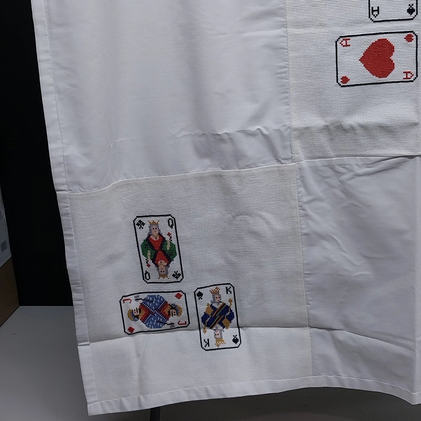 Vintage Hand Embroidered Playing Cards Card Table Cover 37 Inch