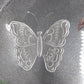LE Smith 12.5" Clear Frosted Glass Plate Painted Iris & Butterfly Design Vtg