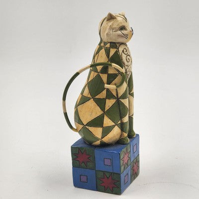 Jim Shore Heartwood Creek Felicity Cat Figurine Patchwork Quilt 6.5" China