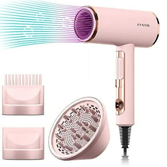 FUNTIN Hair Dryer Blow Dryer with Diffuser Brush for Women 4C Thick Hair Ionic