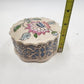 Embossed Ceramic Round Box w/ Lid Macau Pink Blue Floral Design 5"x2"