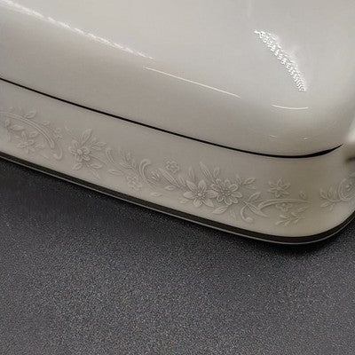 Noritake Cumberland Covered Butter Dish 8" White Floral Platinum Trim Vtg