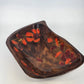 Hand Carved Wood Bowl Floral Lacquered 16" Large Organic Centerpiece 1980's Vtg
