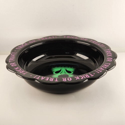 Frankenstein Ghost Face Cool Gear Halloween Black Plastic Candy Bowl 14" 2007