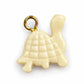 Mother of Pearl Turtle Charm White Shell Gold Tone Jump Ring Pendant Jewelry
