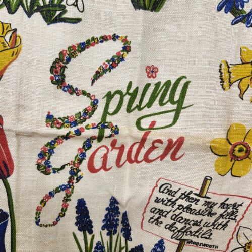 Wert by Hand Linen Tea Hand Towel Spring Garden Poem Wordsworth 30 x 17" England