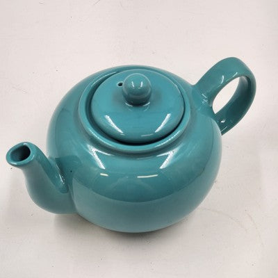 Pristine Blue Green Ceramic Teapot 16oz 4.5"H Glossy Kitchen China Serveware