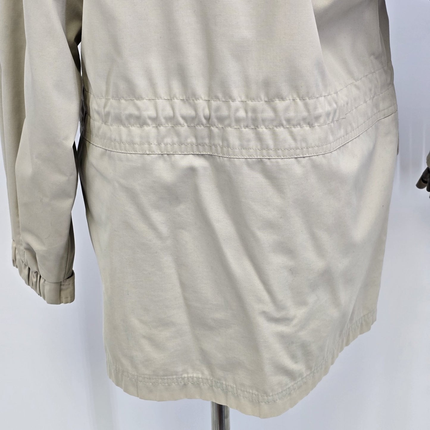 Pacific Trail Woman's Coat Beige Jacket w/ Navy Blue Trim & Lining No Hood Small