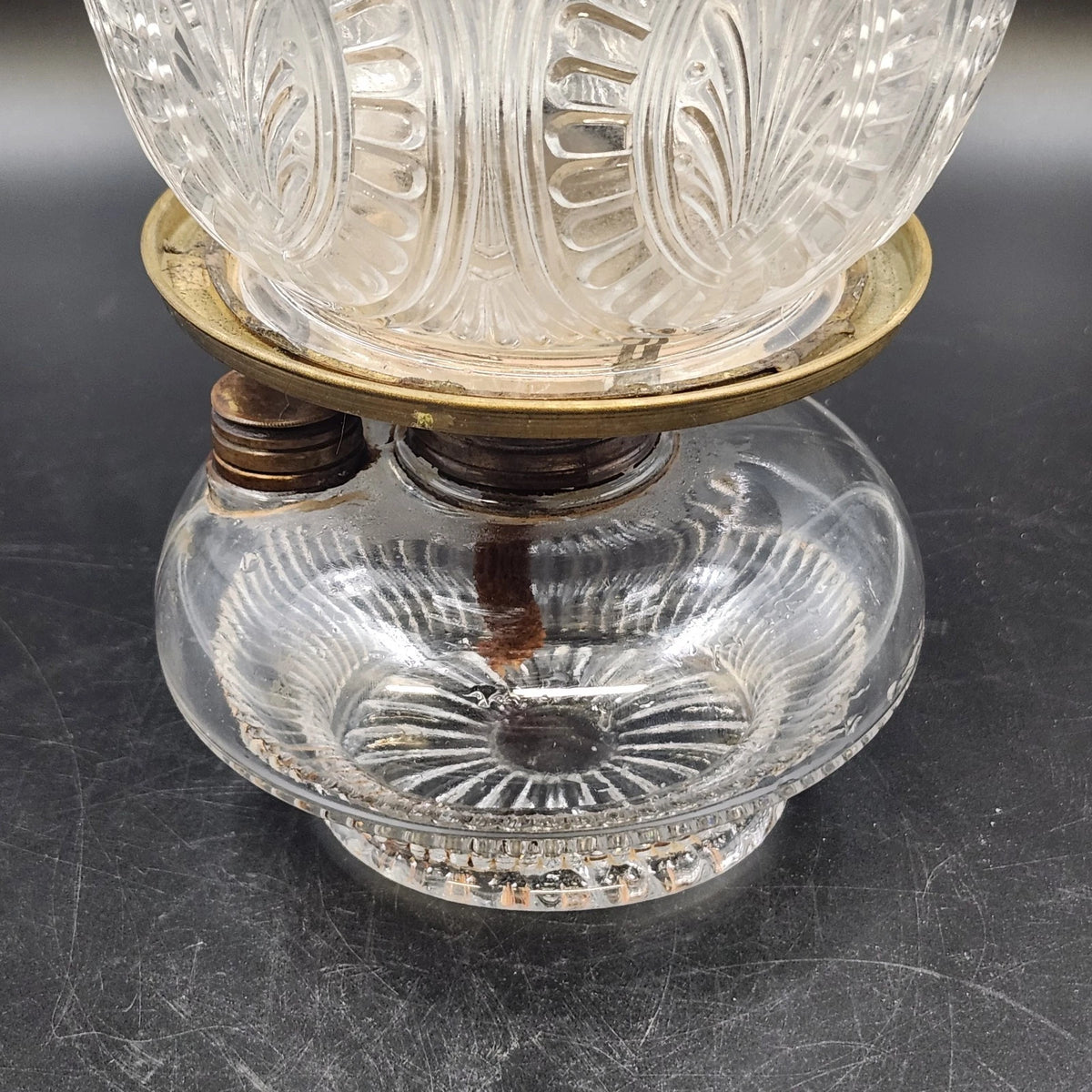 Antique Victorian Clear Pressed Glass Kerosene Oil Lamp Chimney Shade 14"