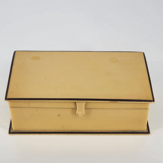 Vintage 2 tier vanity jewelry box with velvet lined interior and cream finish