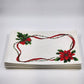 Set of 11 White Damask Placemats 18"x13" Holly Poinsettia Christmas Design