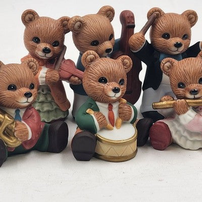 Homco Collections No 1422 Set of 6 Symphony Orchestra Musical Teddy Bears Vtg