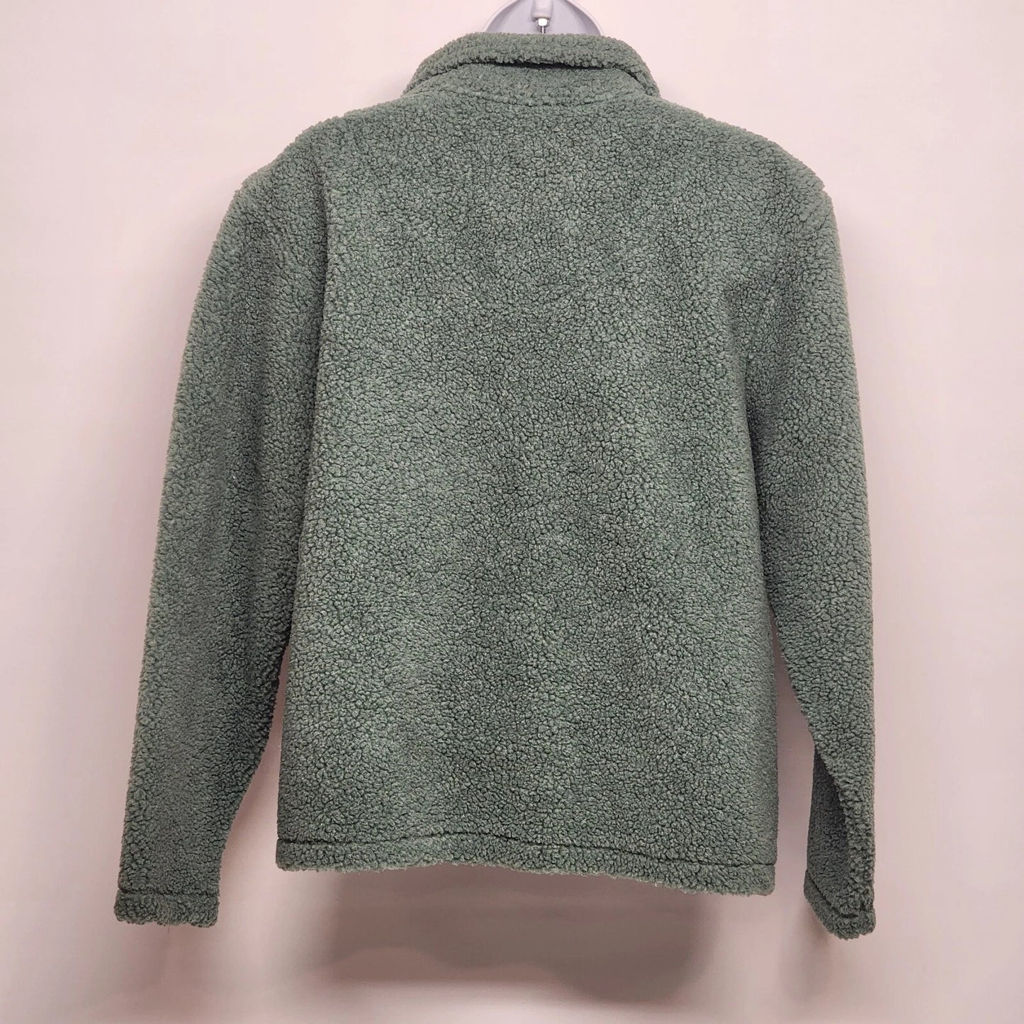 Real Comfort Sherpa Jacket Sea Green Size Small Button Up Long Sleeve Soft Cozy