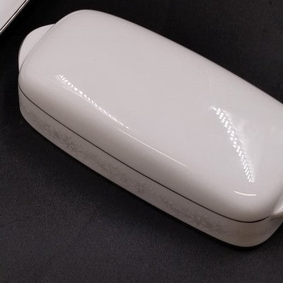 Noritake Cumberland Covered Butter Dish 8" White Floral Platinum Trim Vtg