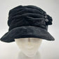 Betmar Black Cloche Velvet Hat Bucket Ruched with Button 100% Polyester New York