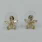 Yellow Flower Stud Earrings Pear Cut Faceted Stones Silver Tone Floral Jewelry