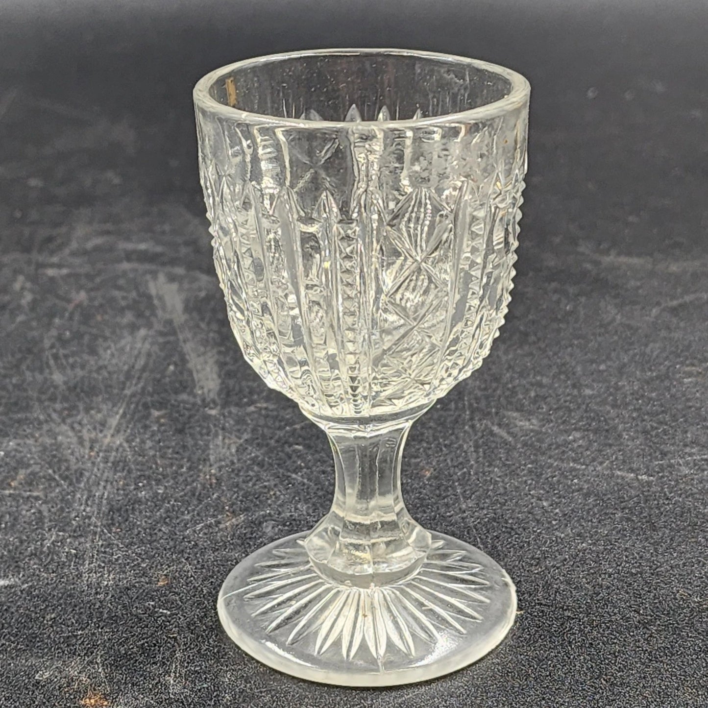 7 Cordial Shot Glasses Clear Pedestal Early American Pattern Glass Assorted 4"