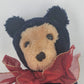 Dakin Black Bear Plush Toy w Red Ribbon Stuffed Animal Classic Vtg Collectible
