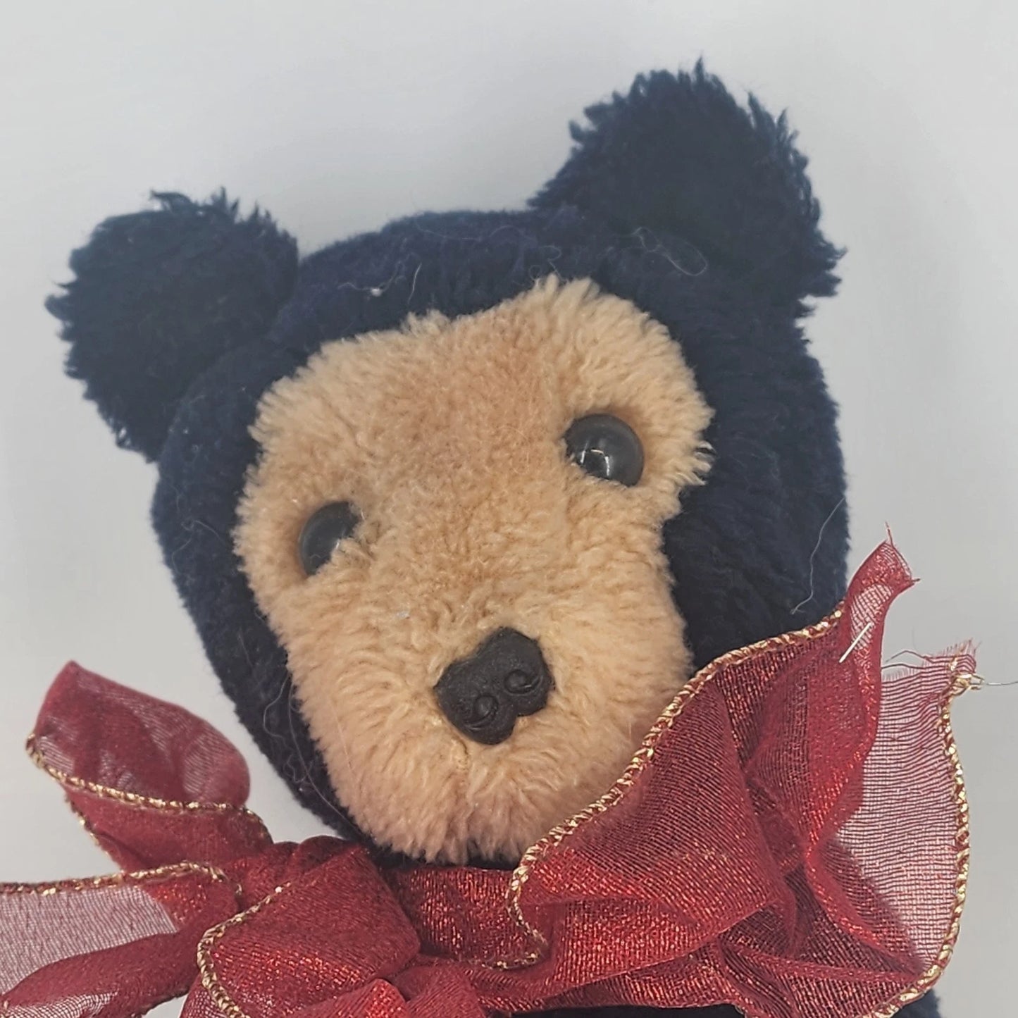 Dakin Black Bear Plush Toy w Red Ribbon Stuffed Animal Classic Vtg Collectible
