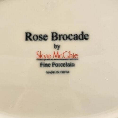 Oval Handled Serving Dish 1990's Rose Brocade Porcelain By Skye McGhie 11½" Long