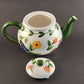 Pacific Rim Ceramic Teapot Hand Painted Butterflies Bugs Flowers White and Green