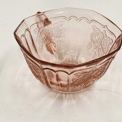Anchor Hocking Mayfair Pink Depression Glass Mug Open Rose Floral Cup