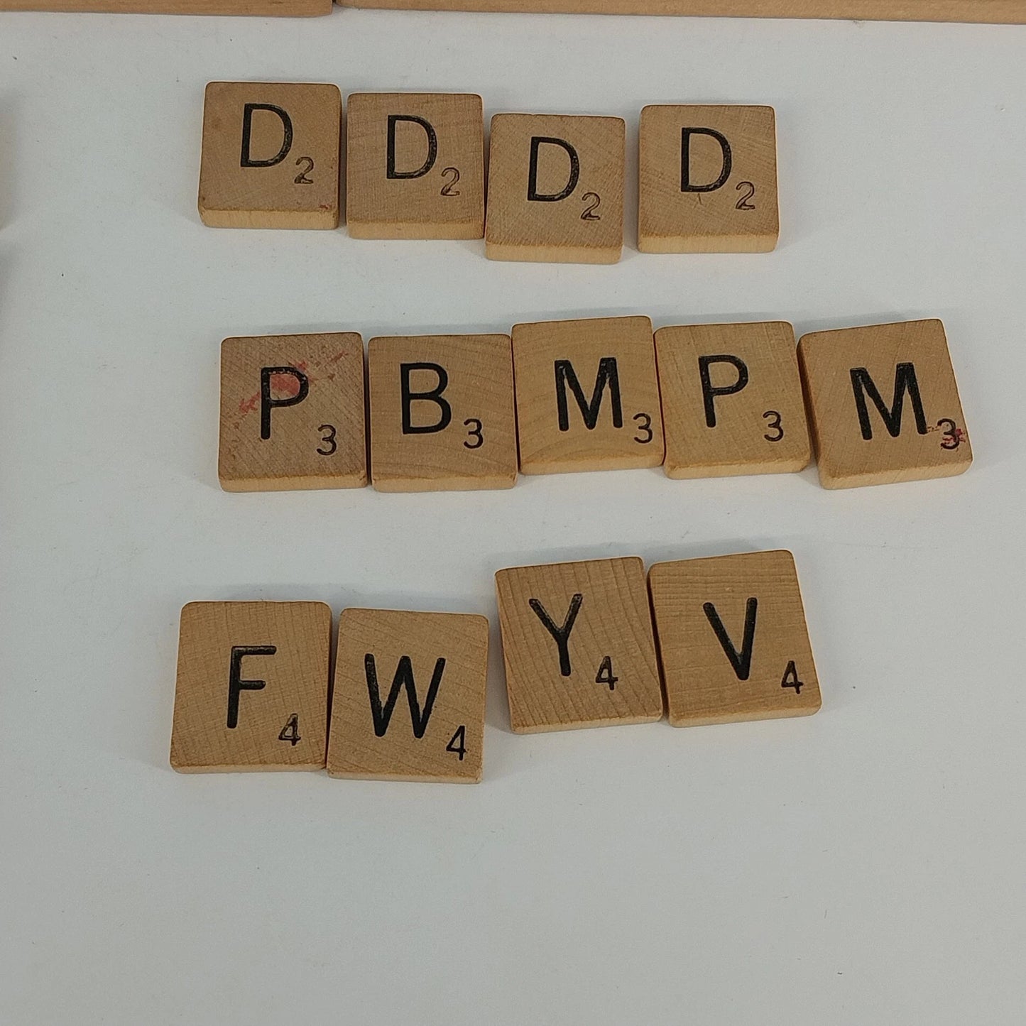 Scrabble Wood Tile Set 98 Letters 2 Blanks 4 7" Wood Tile Holders 1948 Vtg USA