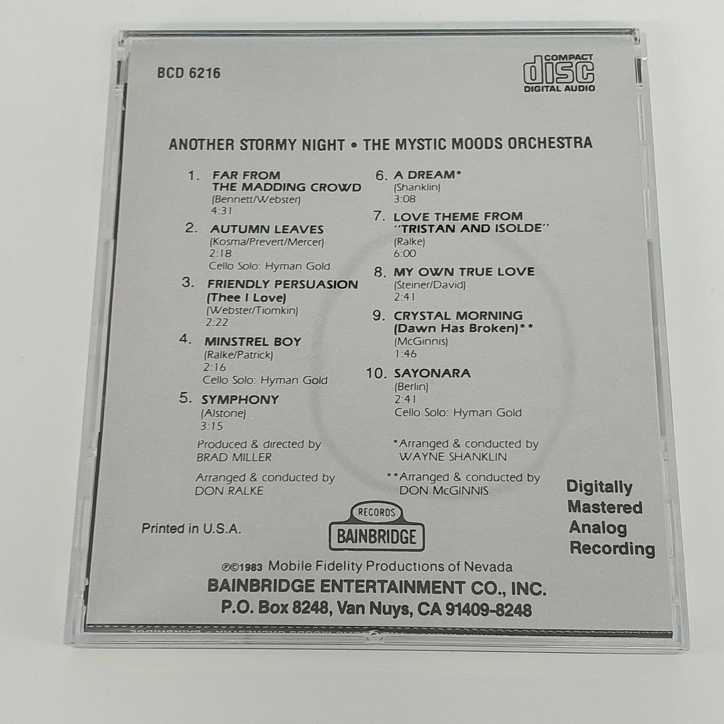 Mystic Moods Orchestra Another Stormy Night CD Ambient Nature Sounds Bainbridge