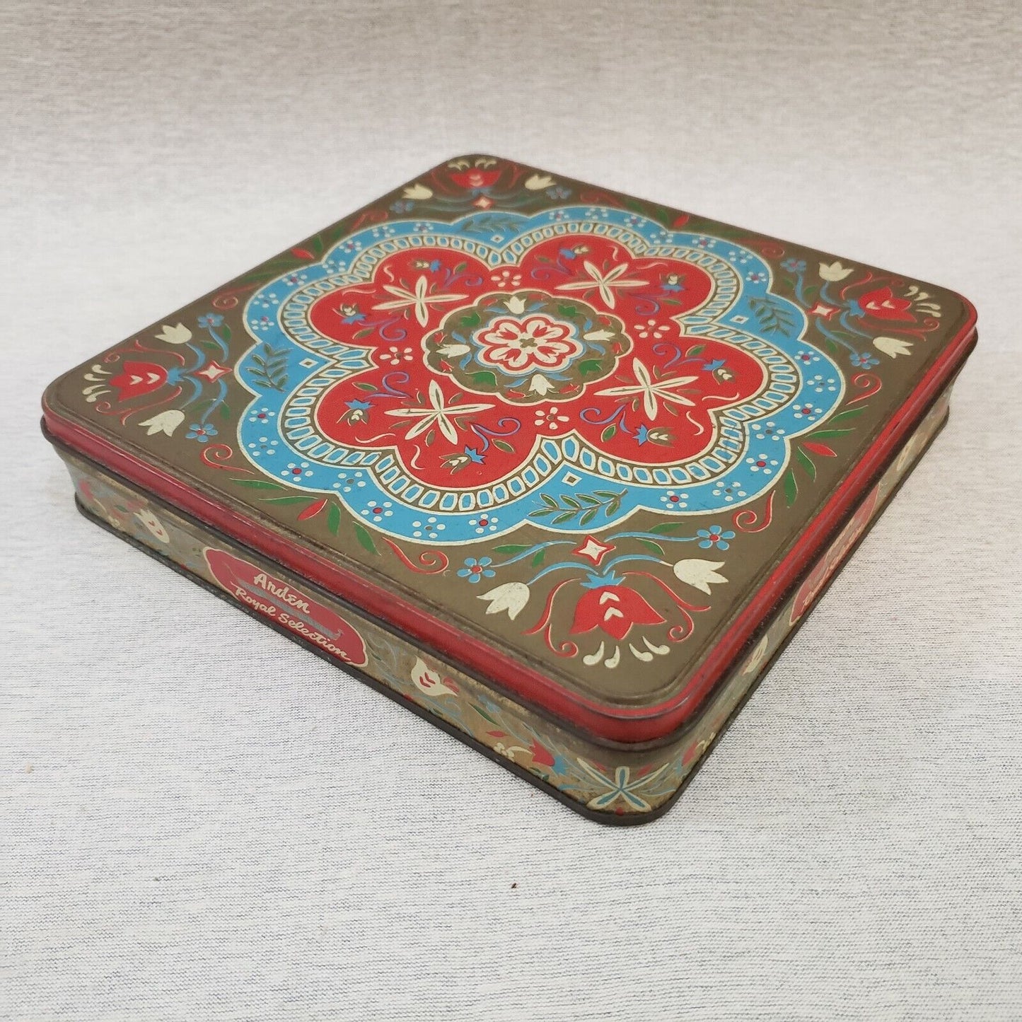 Arden Royal Selection Candy Tin 8.25in Square Vintage Decorative